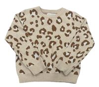 Béžový pletený svetr s leopardím vzorem Primark