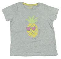 Světlešedé melírované tričko s ananasem PRIMARK