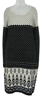 Dámské béžovo-černé vzorované svetrové šaty Bodyflirt 