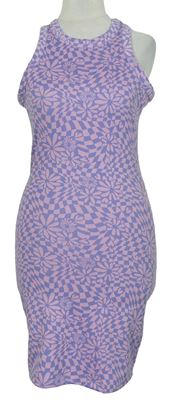 Dámské růžovo-modré vzorované šaty Primark 