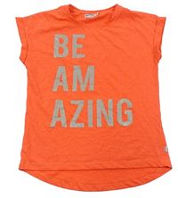 Neonově oranžové tričko s nápisem Ben&Ann