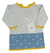 Světlešedo-modré svetrové šaty s králíkem a puntíky M&S