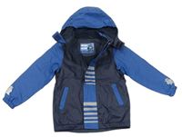 Tmavomodro-modrá nepromokavá zateplená bunda s odepínací kapucí Tchibo
