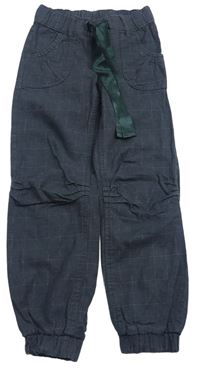 Šedé kostkované plátěné cuff kalhoty H&M