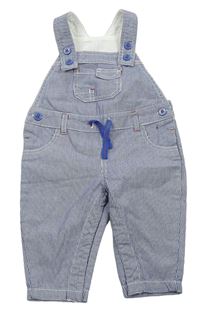Modro-bílé pruhované plátěné laclové kalhoty F&F