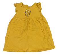 Hořčicové bavlněné šaty s Minnie Disney