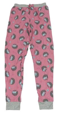 Růžové pyžamové kalhoty s ježky Matalan