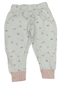 Bílé pyžamové kalhoty s duhami a šneky Topomini