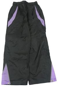 Černo-fialové šusťákové voděodolné kalhoty