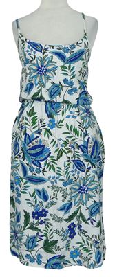 Dámské bílo-modré květované šaty Warehouse 