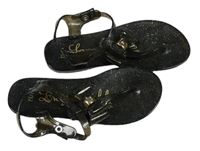 Černé třpytivé žabkové sandále s mašlí vel. 30