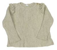 Béžový žebrovaný svetr s volánky zn. H&M