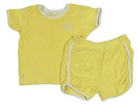 2set- žluté froté tričko s výšivkou+ kraťasy Primark