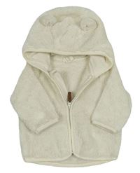 Smetanová chlupatá bunda s kapucí s oušky H&M