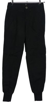 Dámské černé plátěné cuff kalhoty Sakura 
