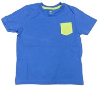 Modré tričko s limetkovou kapsičkou Lupilu