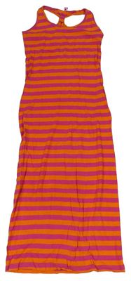 Růžovo-oranžové pruhované bavlněné maxi šaty Yd.