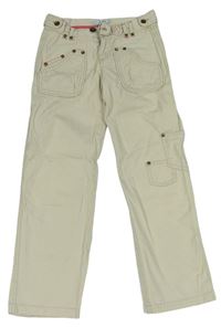 Béžové plátěné kalhoty s kapsami 