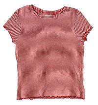 Červeno-bílé pruhované žebrované tričko Next