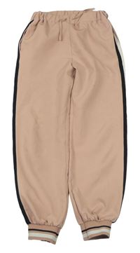 Starorůžové teplákové cuff kalhoty s pruhy Zara