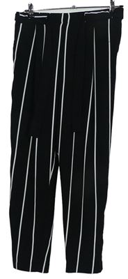 Dámské černo-bílé pruhované volné kalhoty s páskem F&F