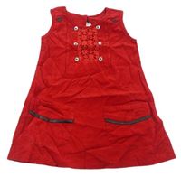 Červené manšestrové šaty s krajkou 