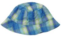 Modro-limetkový kostkovaný klobouk Nutmeg