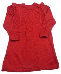 Červené pletené šaty s volánky Primark