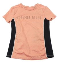 Světleoranžovo-černé melírované sportovní tričko s nápisem C&A