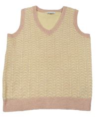 Smetanovo-růžová vzorovaná pletená vesta Primark
