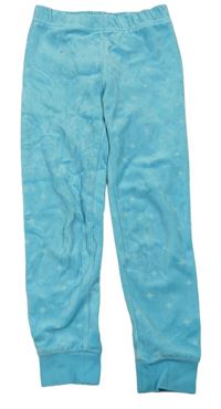 Tyrkysové sametové pyžamové kalhoty s hvězdami Pocopiano