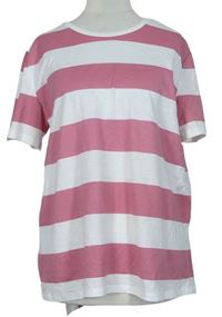 Dámské růžovo-bílé pruhované tričko Zara 