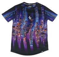 Černo-fialovo-modré sportovní tričko s potiskem Sonneti