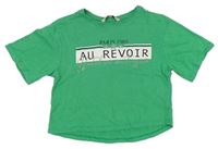 Zelené crop tričko s nápisy E-Vie