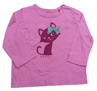 Růžové triko s kočkou Esprit