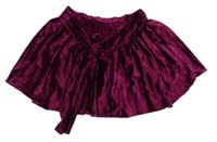 Vínová sametová plisovaná sukně s páskem Zara