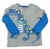 Šedo-modré triko s dinosaurem George
