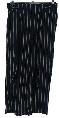 Dámské černé proužkované culottes kalhoty s páskem Amisu 