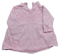 Světlerůžové pletené šaty s dírkovaným vzorem Mothercare