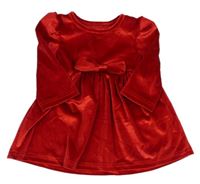 Červené sametové šaty s mašlí