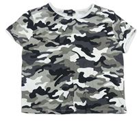Šedo-černo-bílé army crop tričko New Look