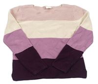 Růžovo-fialový pruhovaný svetr S. Oliver