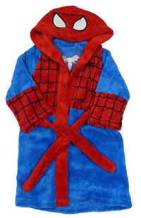 Modro-červený chlupatý župan se Spider-manem a kapucí zn. Mothercare