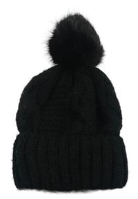 Černá vlněná pletená čepice s bambulí zn. H&M
