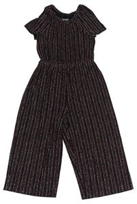 Černo-barevné pruhovaný třpytivý kalhotový overal Nutmeg