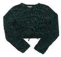 Černo-zelené sametové/šifonové crop triko s písmeny Matalan