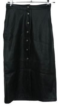 Dámská černá koženková midi propínací sukně Vero Moda 