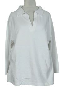 Dámské bílé triko s límečkem 