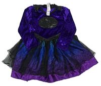 Kostým - Černo-fialové sametové šaty s pláštěm - Batman Tu