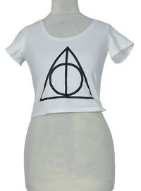 Dámské bílé crop tričko s potiskem Harry Potter